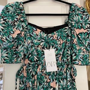 Zara floral poplin dress